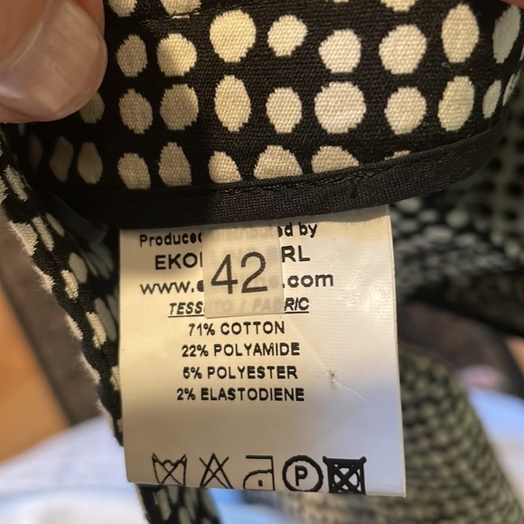 EKollins  Black White Gold Polka Dot Flat Front Trousers - Picture 7 of 10